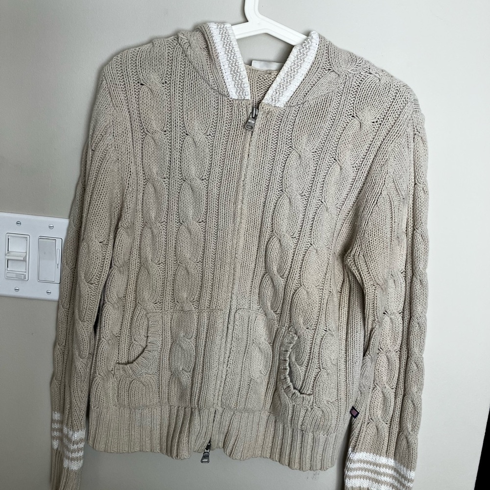 Polo Ralph Lauren Beige Zip-Up Cable Knit academic preppie old money tennis